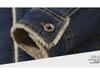 Men's American-Style Casual Denim Cotton Jacket with Plush Lining, Loose Fit, Thickened for Cold Weather.