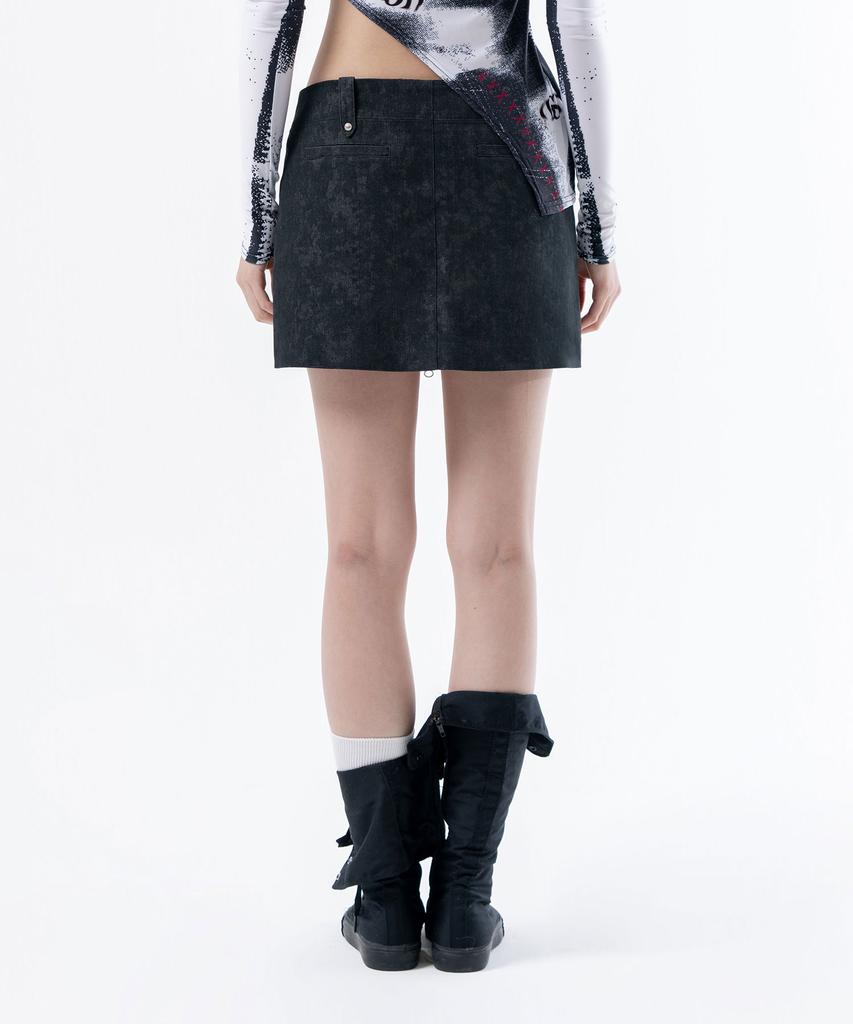 Deogdaibeu Front Zipper Mini Skirt Black