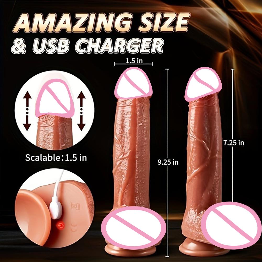 Realistic Dildo Vibrator Telescopic Heated Dick Vibrating Penis Penetration Anal Plug Masturbation Sexy Adult Sex Toys For Women