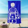 1Pc Customized Beach Towel, Football Pattern Personalized Beach Blanket With Name, Absorbent And Quick-Drying Swimming Towel