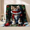 6 Sizes Cat Christmas Printed Blanket Warm Soft and Comfortable Home Travel Blanket Sofa Bedding Cover Blanket Holiday Gifts