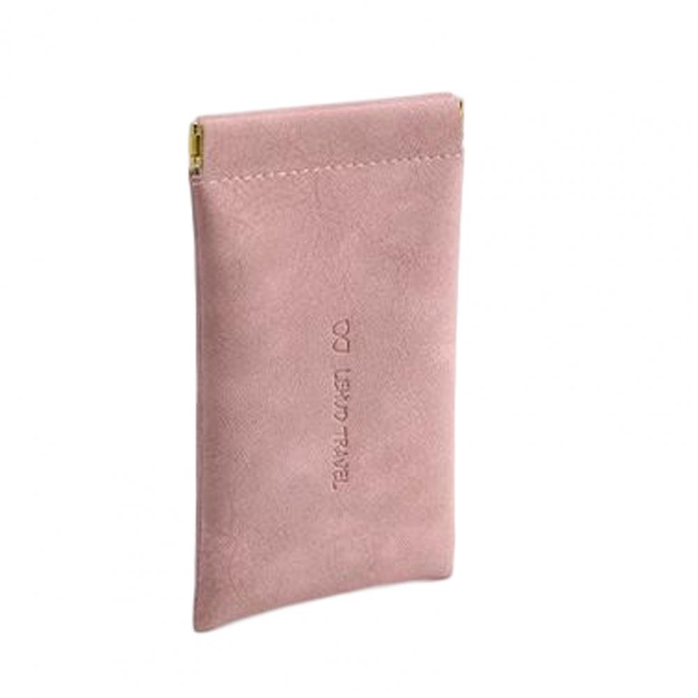 Automatic Closing Glasses Bag, Portable Solid Color Simple Sunglasses Leather Handbag, Unisex Glasses Case, Elastic Pocket