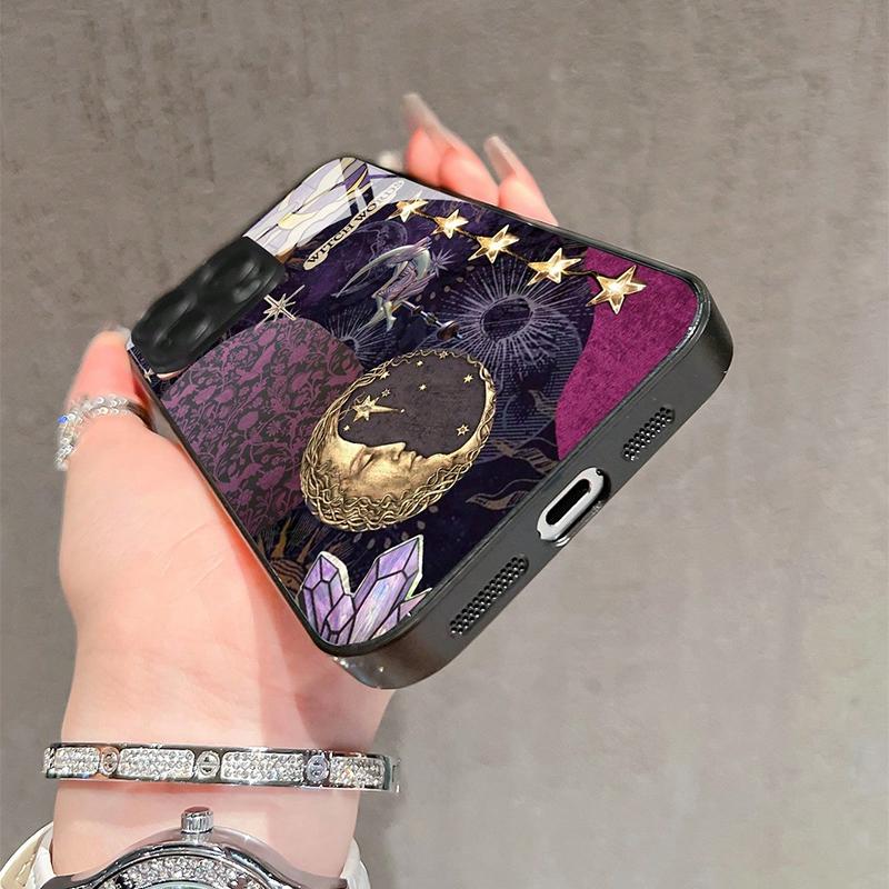 Sun and Moon God Tempered Glass Phone Case For iPhone 17 16 15 14 13 12 11 Pro Max 17Air 16E 7 8 Plus XR XS X Shockproof Cover