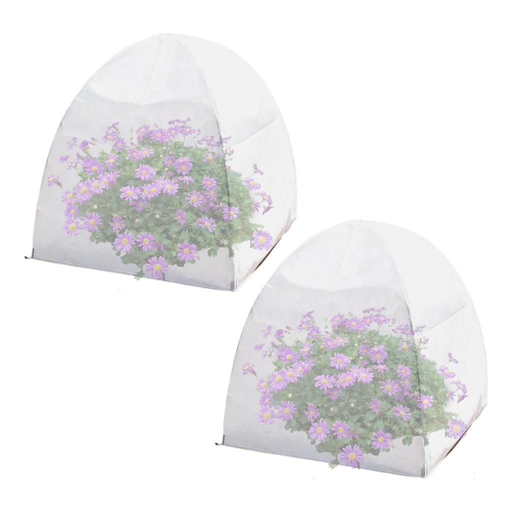 2pcs Plant Cover Anti-freeze Cover Non-woven Plant Frost Protection Tent Plant Winter Cold Cover Greenhouse Breathable Guard