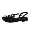 2025 summer French new twist woven open-toed Roman sandals flat versatile comfortable strap sandals