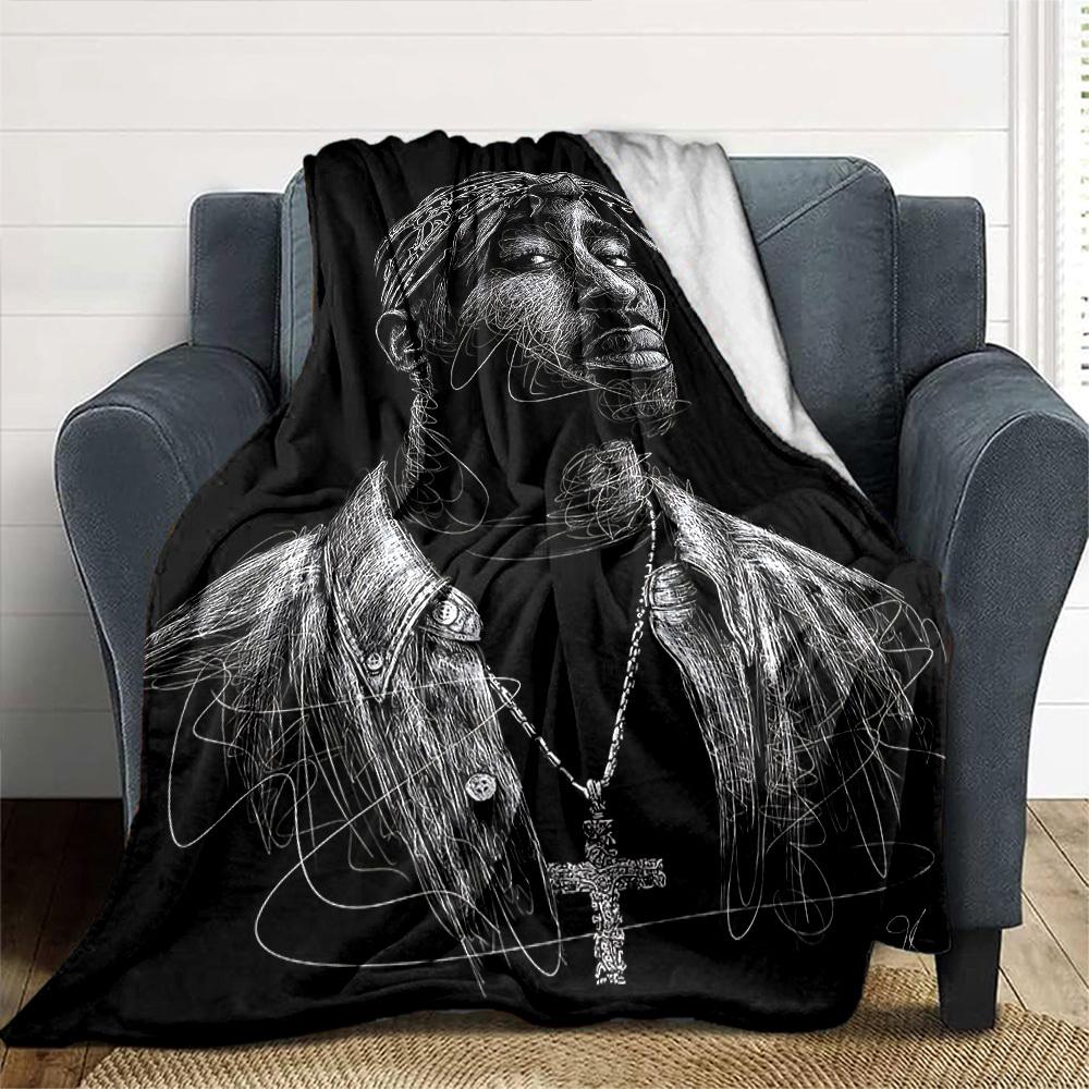 1pc Tupac Shakur Sketch Soft Warm Throw for Home, Office, Trave, All-Season Cozy Bedding Gift, Office Cozy Accessory1069