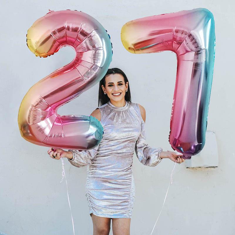 16 32 40 Inch Air Number Large Figures Foil Balloons Happy Birthday Wedding Party Decorations Baby Shower Globos