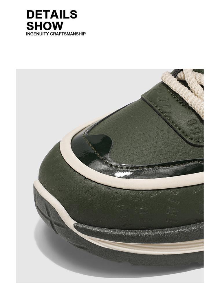 Men's 2025 Spring Breathable Leather Sneakers - Trendy Versatile Thick-Soled Casual Dad Shoes