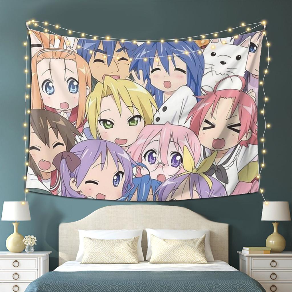 Lucky Star Anime Lucky Star Anime Tapestry Wall Hanging Aesthetic Home Decor Tapestries for Dorm Room