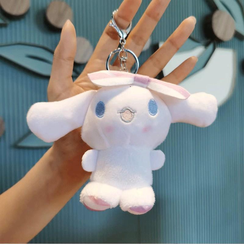

Cuddly White Plush Dog Keychain Adorable Cinnamoroll Stuffed Animal Backpack Charm