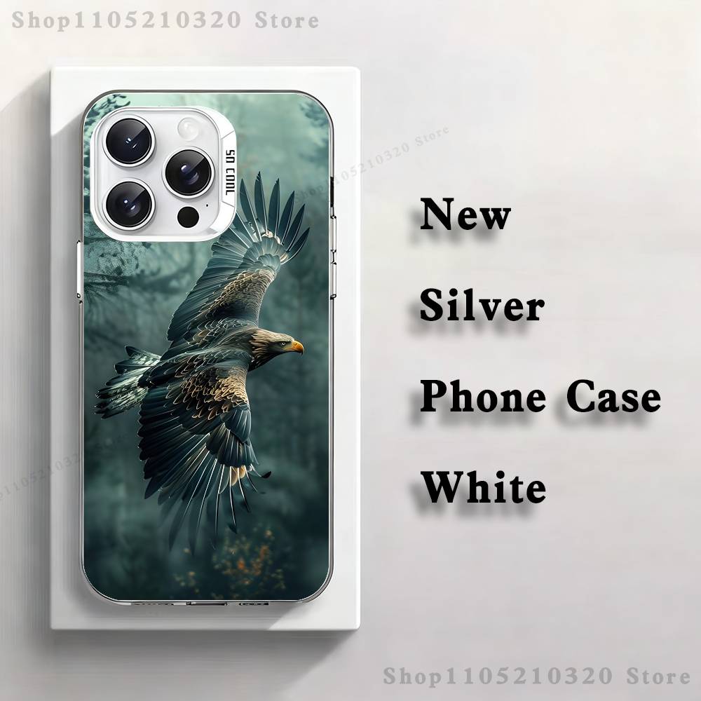 Cool Animal Eagle Art Phone Case For iPhone 17,16,15,14,13,12,11,Pro,Max,Plus,E,Air,Mini White Tpu Cover
