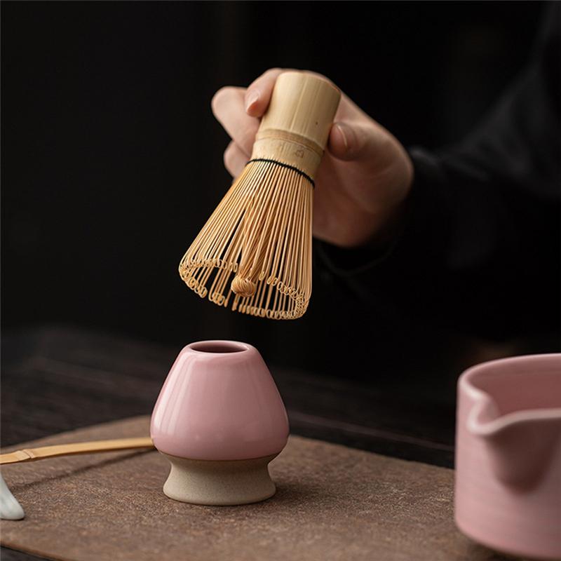 Pink Japanese Matcha Tea Set 8 Piece Matcha Powder Kit Matcha Bowl Set Whisk Accessoriesholder For Tea Lovers Tea-Making