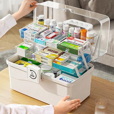 Multi-Layer Classified Home Medicine Storage Box-Large Capacity Portable First Aid Medical Kit, Essential Home Medical Organizer