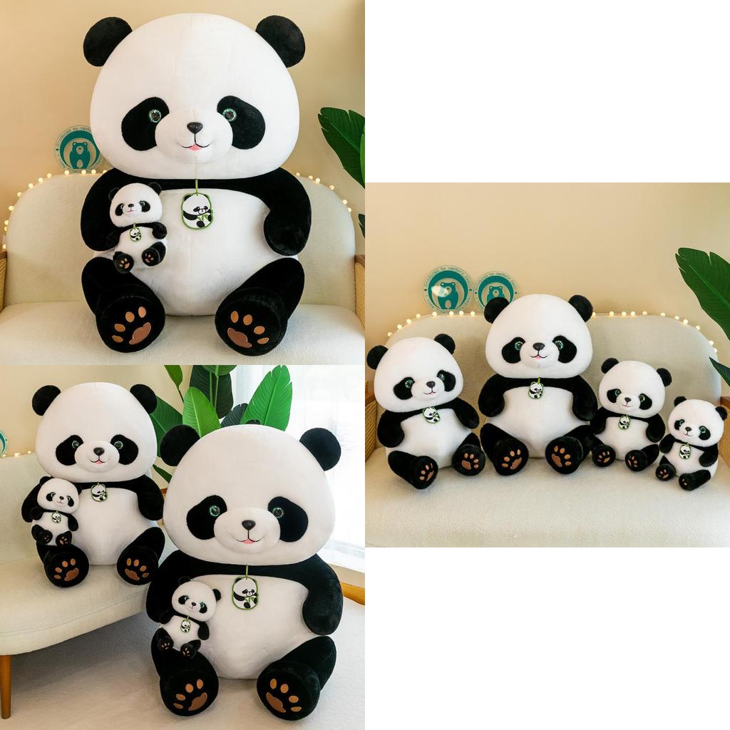 Adorable Panda Plush Toy Stuffed Animal Pillow 36cm 0.33kg Short Hair Cartoon Style