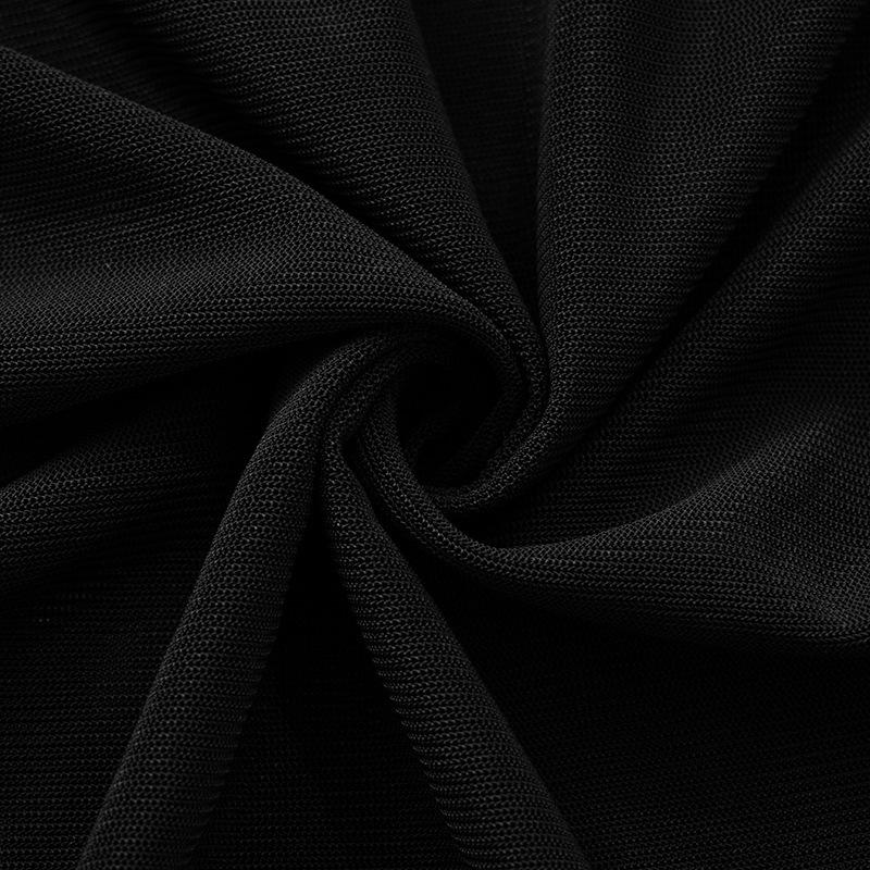 Sawadika Q24TP607 Women's High Neck Long Sleeve Sheer Solid Color T-shirt