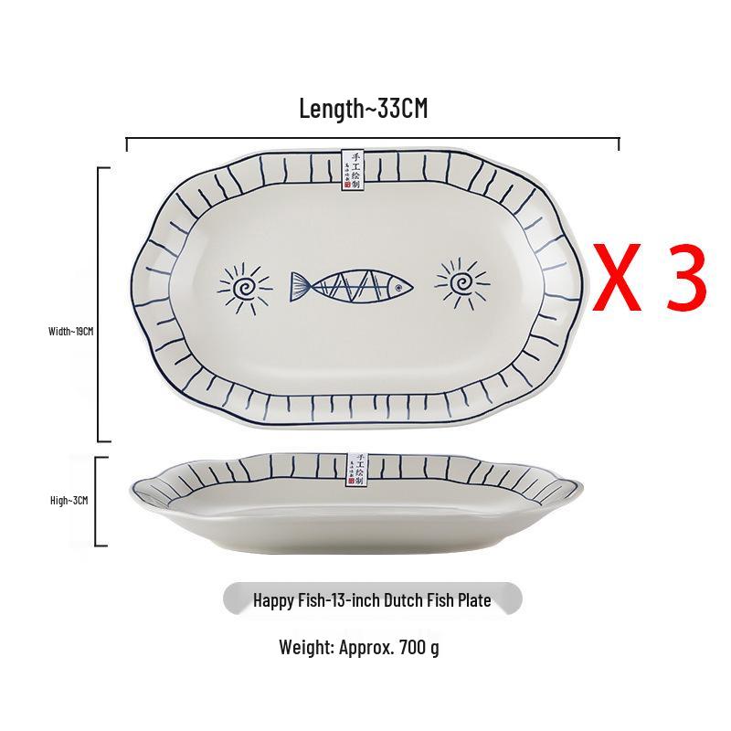 Japanese Ceramic Dinnerware Set: Includes Round & Square Plates, Fish & Steaming Plates, Side Dish Plates, and Bowls.