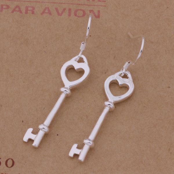 925 Sterling Silver Korean Heart Key Earrings & Necklace by Xianmei