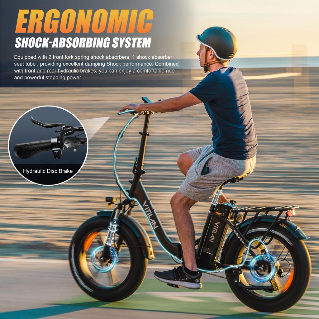 Vitilan U7 Electric Bike 750W Motor Dual Disc Brakes 48V 20AH Foldable Adult Electric Bicycle Max Load 150Kg