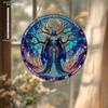  Vintage Acrylic Heavenly Guardian, Suncatcher, 2D Round Acrylic Hanging, Stained Glass Style Window Decor for Farmhouse Garden and Yard 