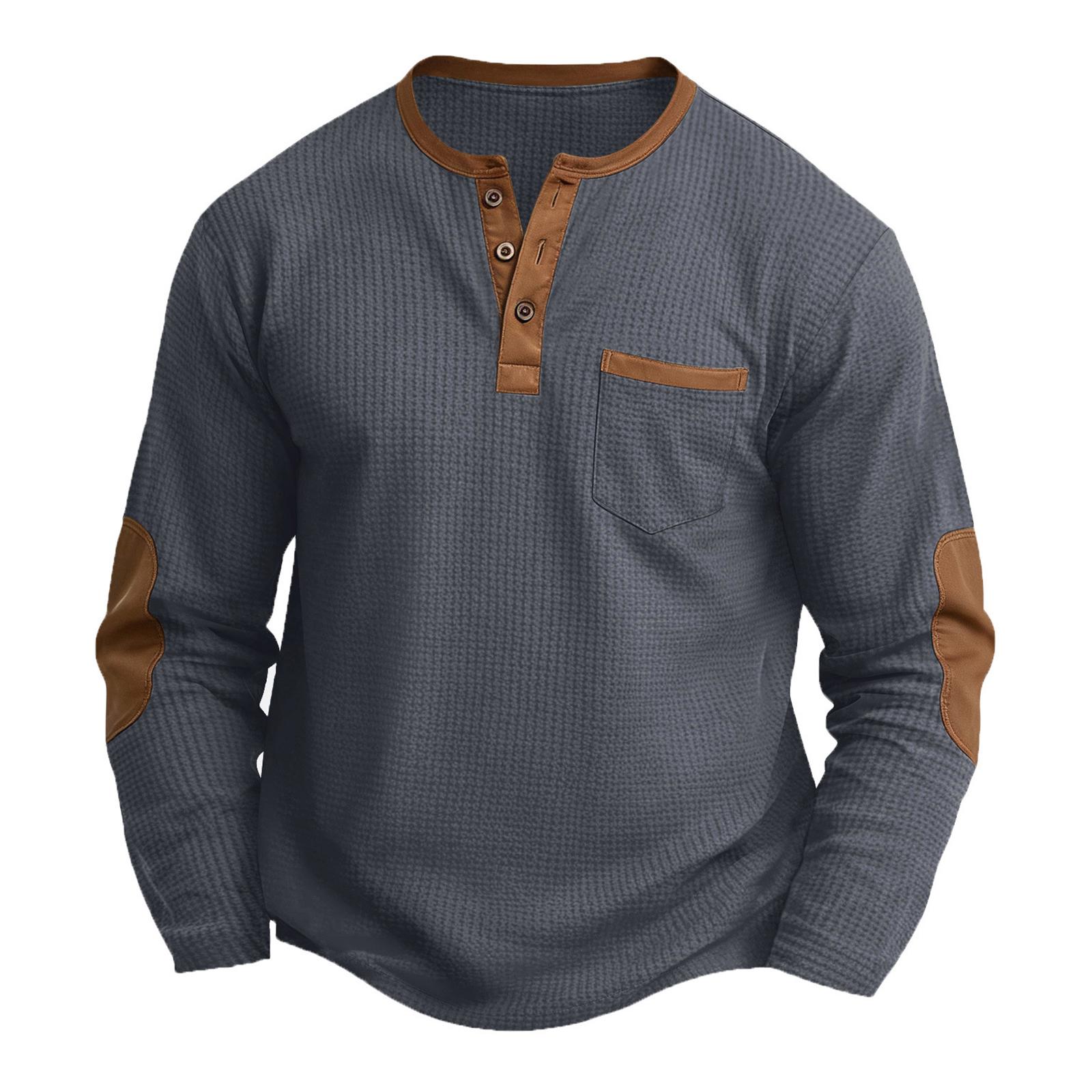 Men s Casual Long-sleeved Sports Shirt With Stand-up Collar And -textured Base Layer Shirt XL
