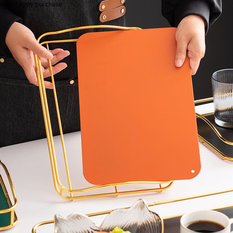 Wrought Iron Storage Tray Rectangular Decorative Plate Cutlery Tray Grocery Storage Tea Plate Desktop Cosmetic Organize Disk