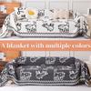 Graffiti Cat Chenille Sofa Covers for Living Room Cartoon Animal Towel with Tassels Slip Covers Anti Cat Scratch Couch Blankets