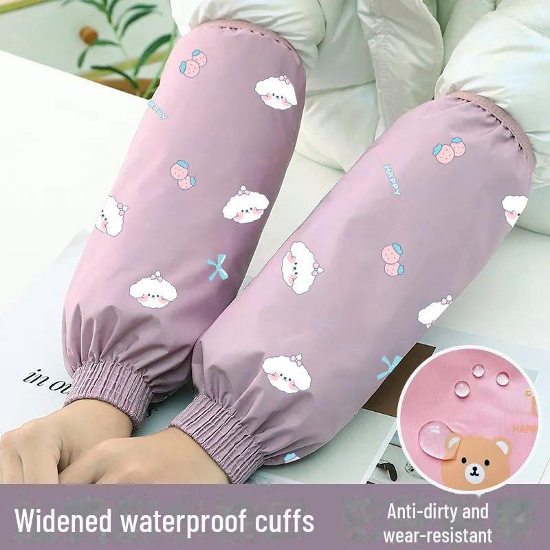 Waterproof and Dirt-Resistant PU Kitchen Sleeves for Women - Long, Oil-Resistant, White, Ideal for Summer Housework