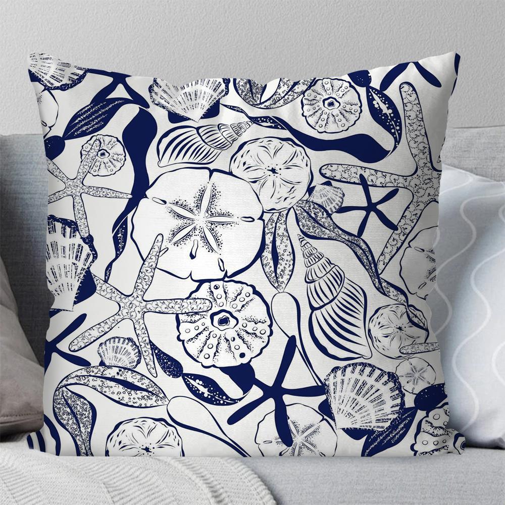 Marine Organism Shells Pillow Case Square Pillow Bedroom Sofa Leisure Comfort Cushion Car Living Room Home Decoration 40X40