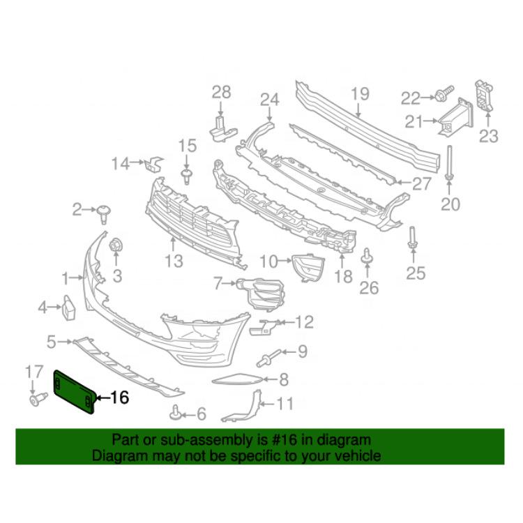 Front License Plate Holder for Macan 2014-2017, Model 95B807287.