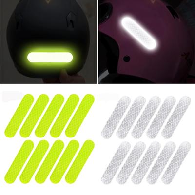 10Pcs Reflective Motorcycle Helmet Warning Stickers for Night Safety Driving Accessories Fluorescent Decorative Bicycle Car Decals