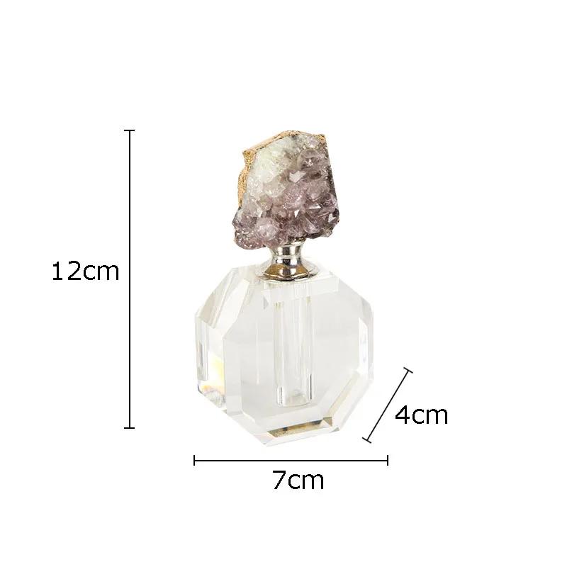 Colorful Agate Perfume Bottle Gold-plated Agate Stone Aromatherapy Essential Oil Containers Creative Crystal Crafts Scent Bottle