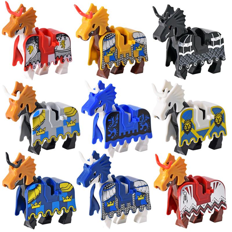 Battle Steed Rome Warrior Lion Cavalryman Castle Dragon Knights horse Building Block Knight Brick figure toys for Kids gifts