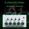 4 Channel Auditory Mixer Simultaneous Connection With Low Noise Recording And Stereo Output For Home Studio And Podcasting