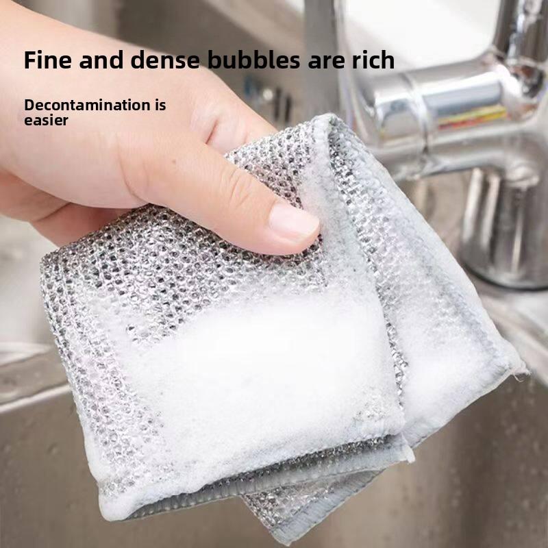 Wire Dishwashing Cloth - Single Layer, Double-sided Mesh, Non-stick Oil, Brush The Pot, Silver Wire Cleaning Cloth, Wire Ball Cleaning Cloth