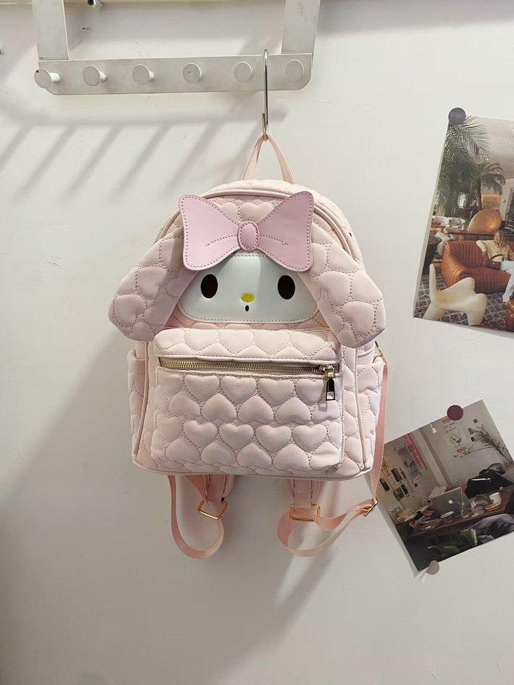 

Cute Melody Pink Backpack Pu Zipper Women S Bag One size fits all розовый