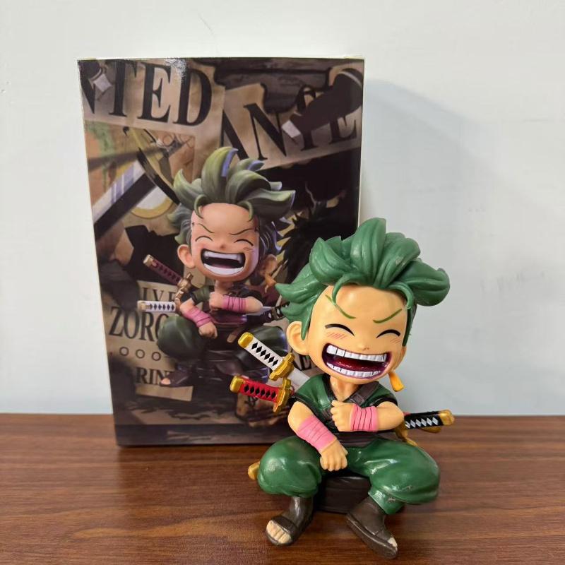 13cm Anime Figur One Piece Monkey D Luffy Roronoa Zoro Kawaii Spielzeug Q Figural Nendoroid Auto Dekoration PVC Modell Geschenk