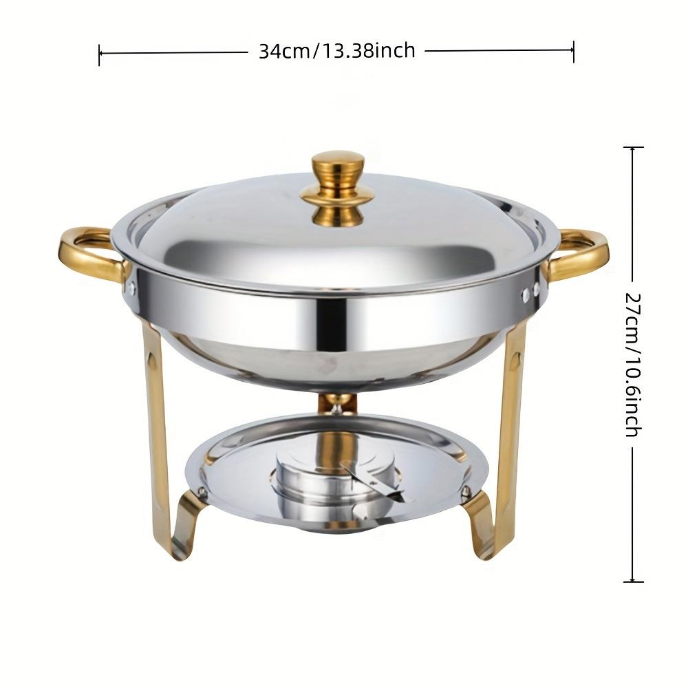 Gold Silver Insulated Food Pot Set, Including 5-quart Round Stainless Steel Insulated Pot, Lid, and Bracket. Suitable for Partie