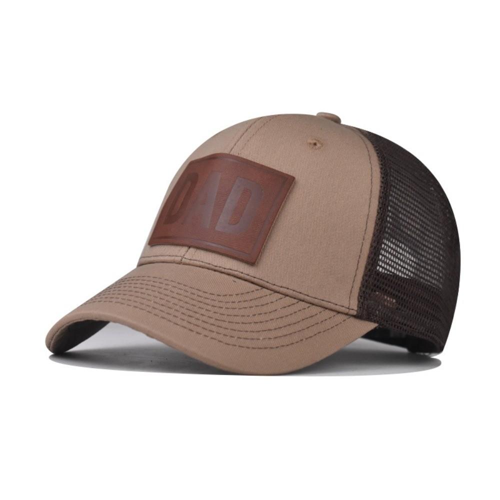 Curved Brim Mesh Trucker Hat DAD Leather Label Snapback Cap Casual Dad Hat Summer Outdoor