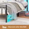 90x200cm Metal Bed Frame with Headboard and Footboard, USB Charging, LED, Steel Slat Support, Under-Bed Storage, No Box Spring Required, Black