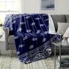 Paisley Geometric Pattern Bohemian Style Art Blanket - Blue & White Soft All-Season Multi-Purpose Throw for Couch, Nap & Travel