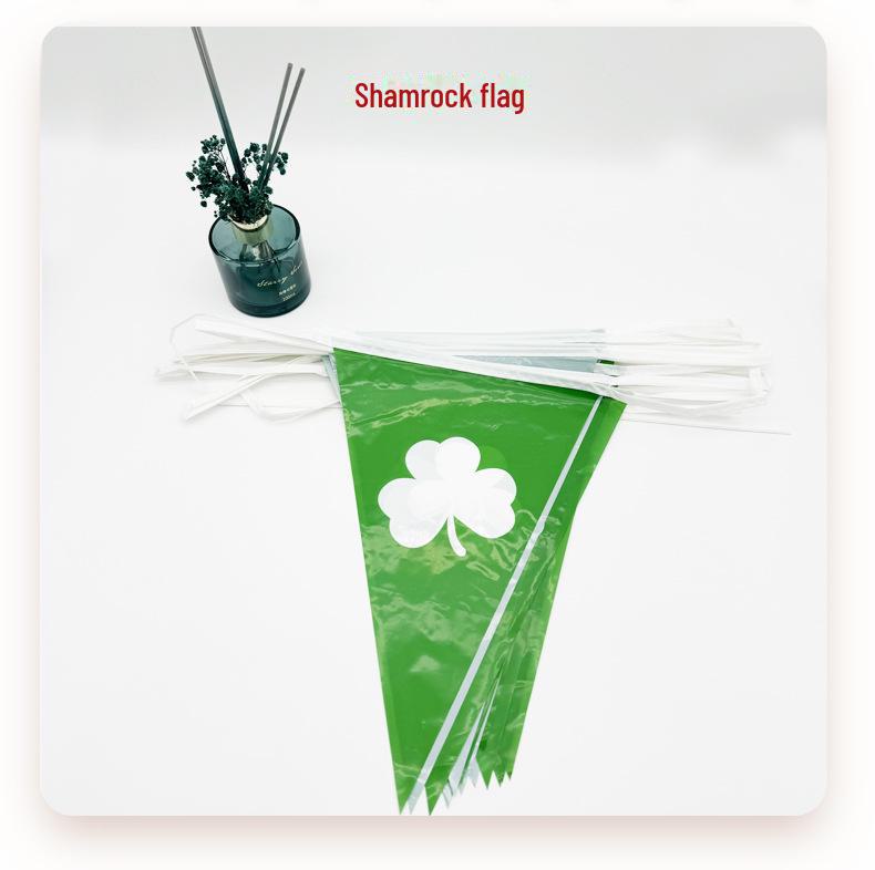 10m St. Patrick's Day Clover Green Triangle Flag Banner