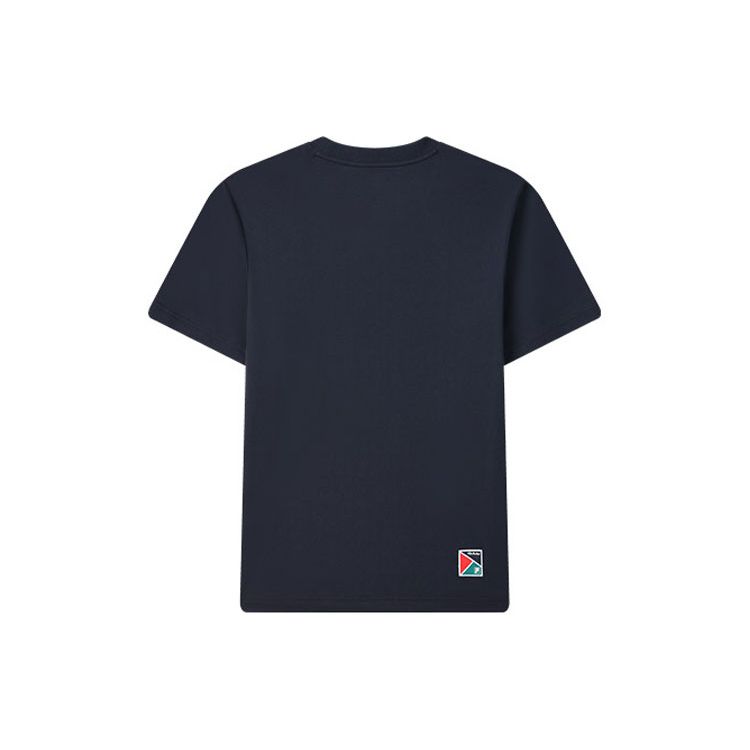 FILA Letter Print Knit Short Sleeve T-Shirt Men Tops Blue A51M123104F-NV