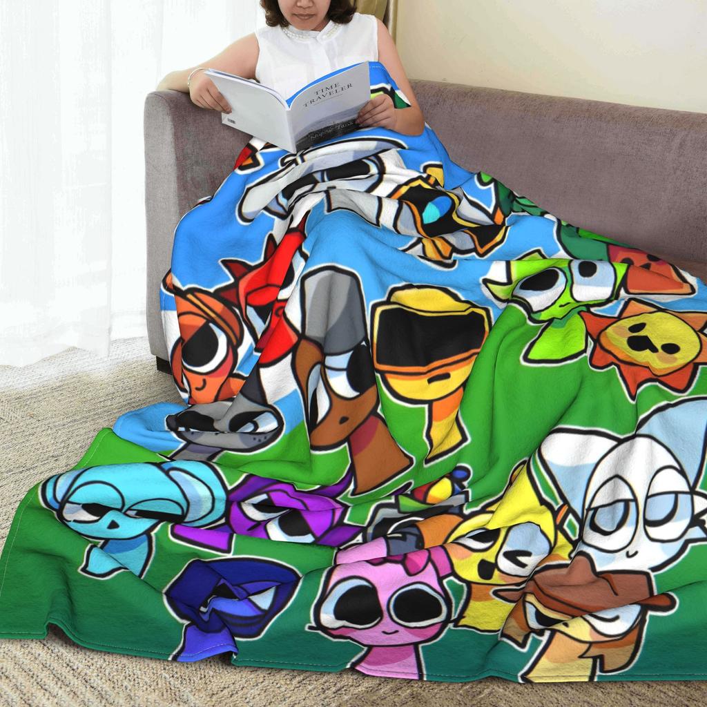 Incredibox Sprunki Game Blanket Fleece Spring/Autumn  Portable Warm Throw Blanket for Home Outdoor Plush Thin Quilt