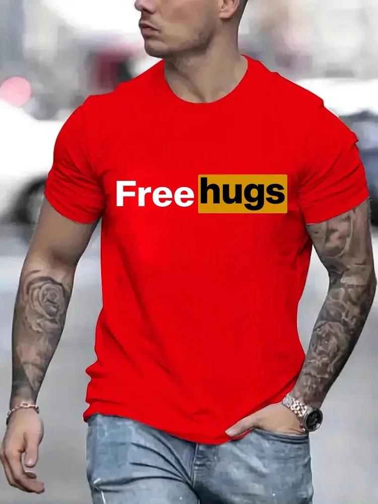 Casual Mens T Shirts Free Love Pritned Summer O-Neck T-shirt for Men Clothes Short Sleeve Top Tee Shirt Funny Streetwear T-shirt