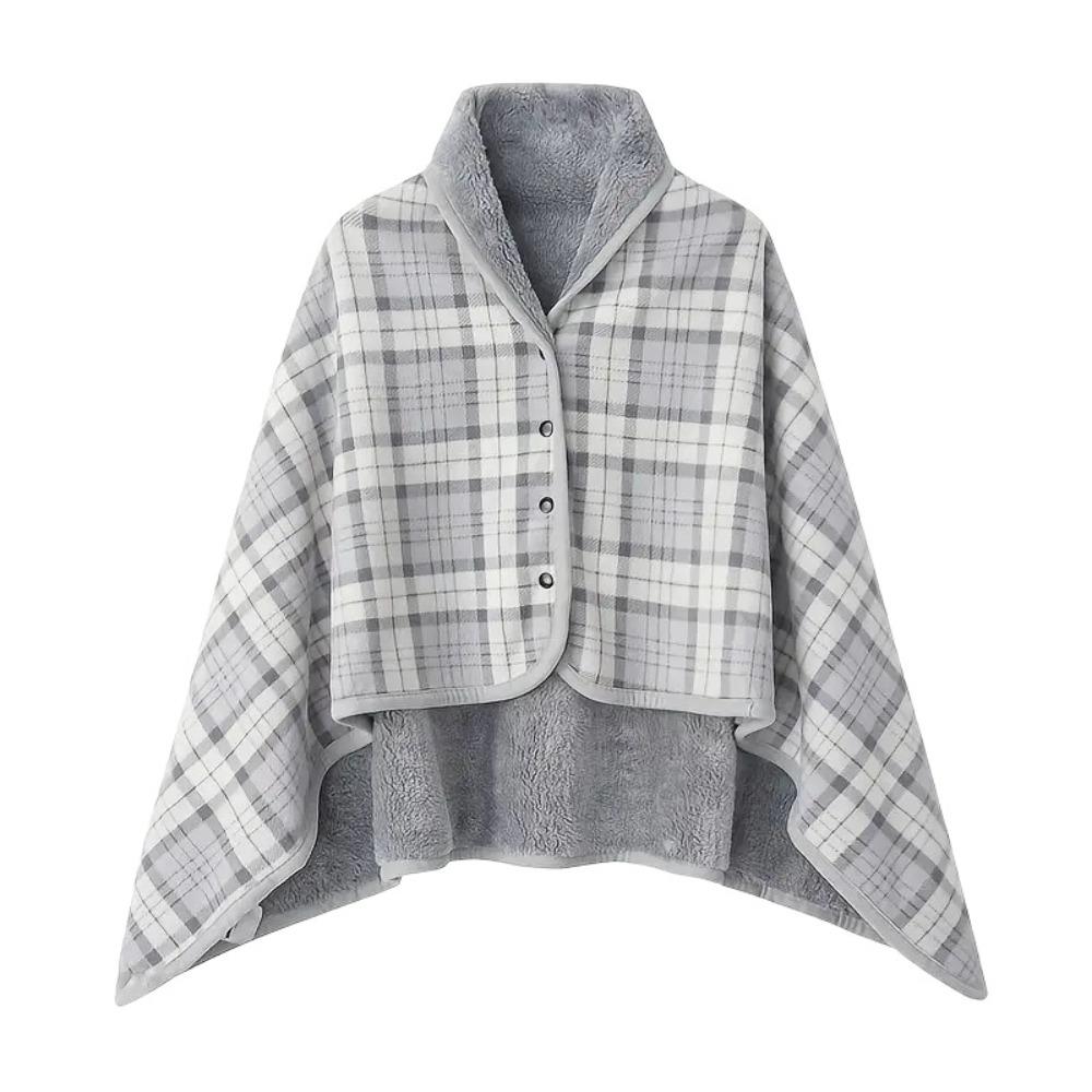 140*100cm Warm Flannel Blanket Shawl Thicken Wearable Scarf Women Retro Stripe Warm Shawl  Winter