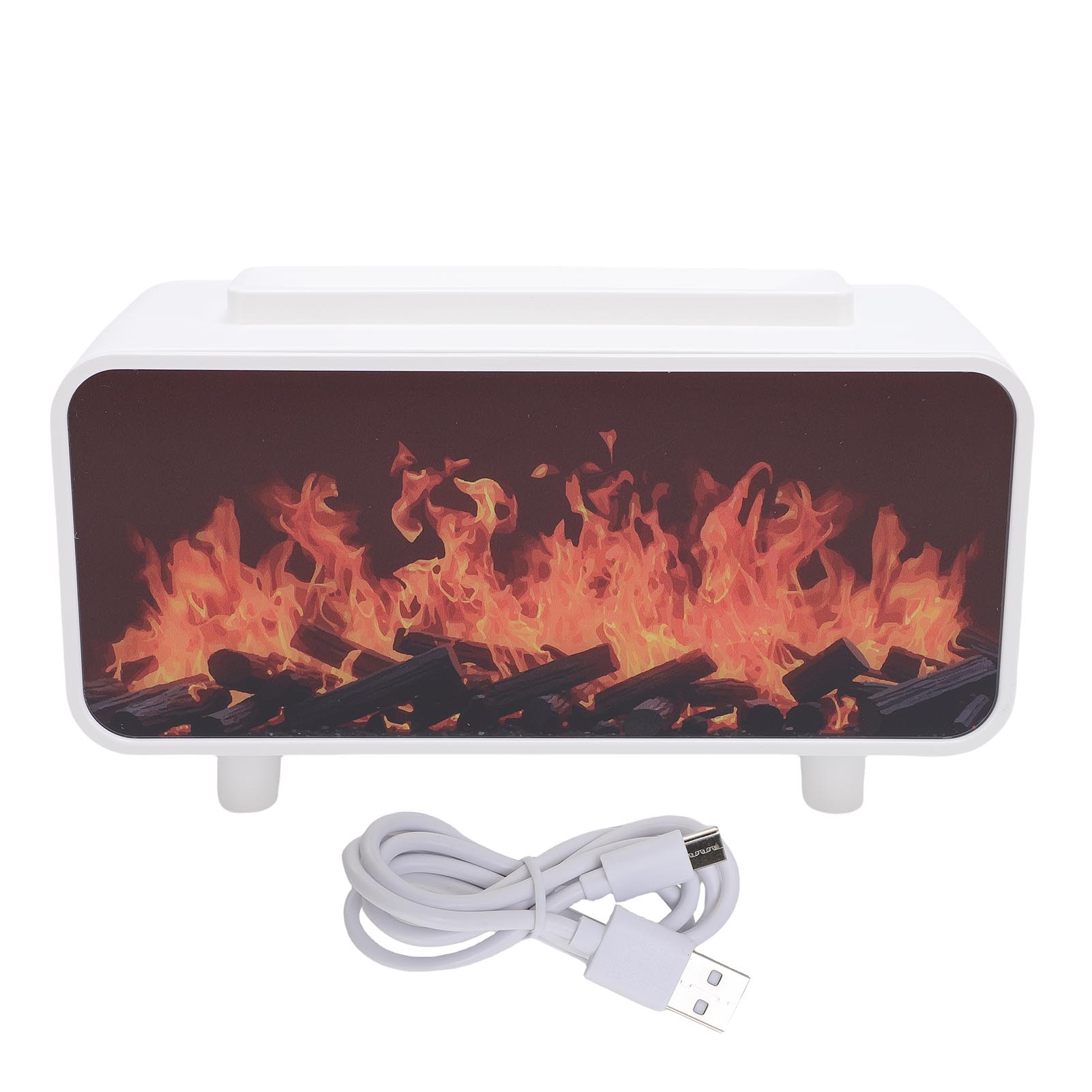 

Увлажнитель-диффузор для камина Диффузор для эфирных масел Имитация Компактный 200 мл Защита от сухого горения 7 цветов подсветки для спальни белый