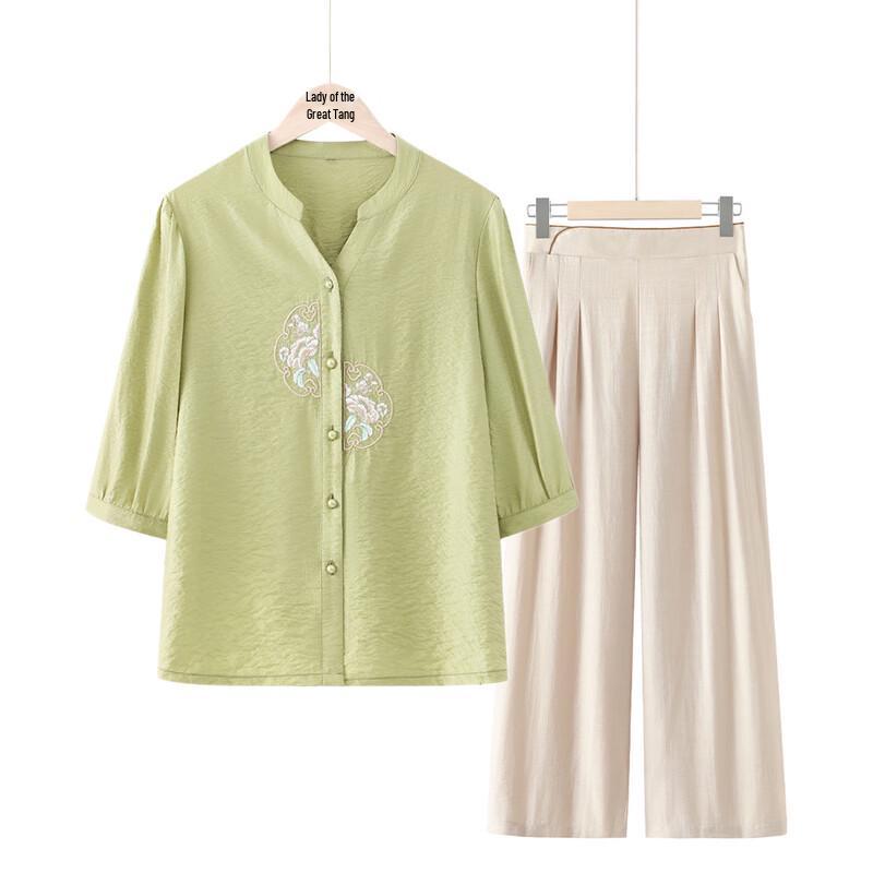 

Elegant Viscose Blend Two-Piece Set for Middle-Aged Women 3XL