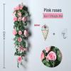 Decorazione con Rampicante di Rose da Appendere a Parete per Interni - Cesto di Fiori Artificiali per Soggiorno