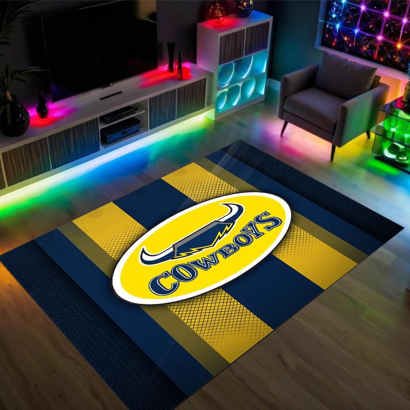 North Queensland Cowboys Design Crystal Velvet Carpet Cozy Non?Slip Printed Rug For Bedroom Living Room Entrance