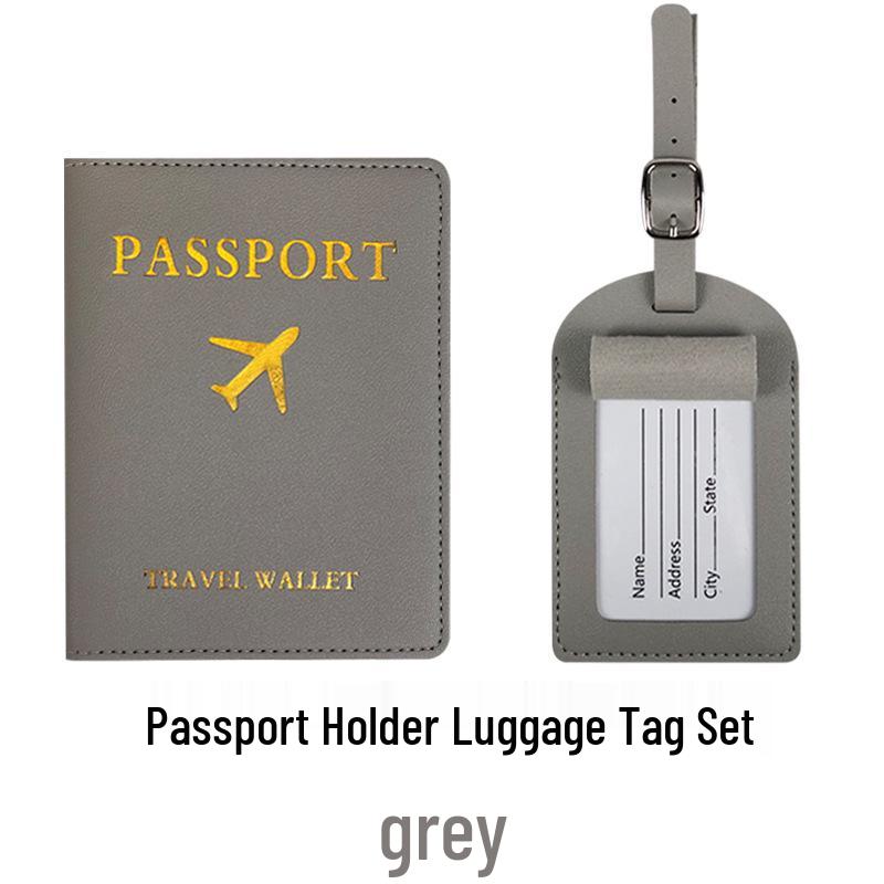 Set med bagagetagg och passhållare för gränsövergångar med passfodral